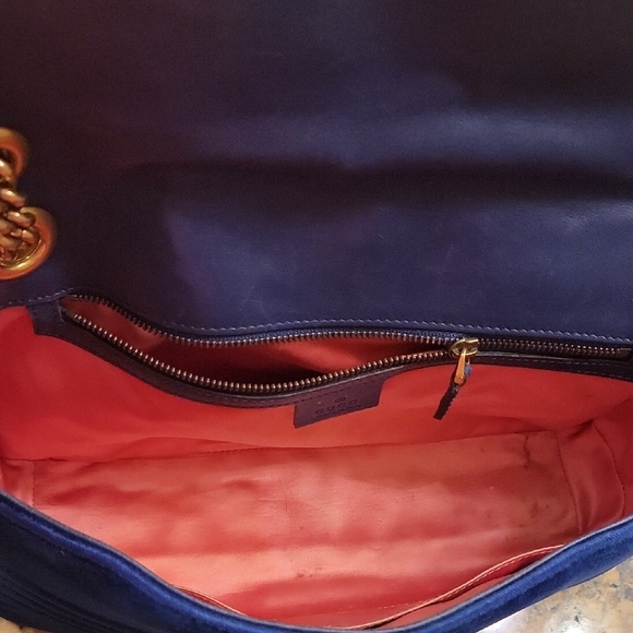 Gucci Blue Velvet Marmont Shoulder Bag. Medium Size. 10×6×3. - Picture 10 of 11